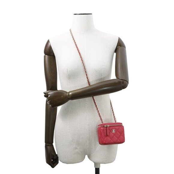 CHANEL Matelasse Mini Vanity Chain Shoulder Bag Calfskin Pink AP1340 - Picture 3 of 12